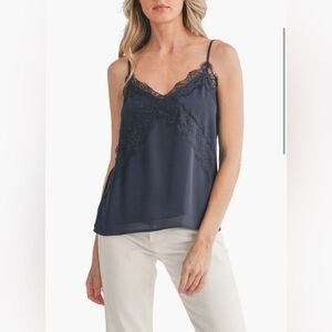 Lush Lace Trim V-Neck Camisole - Midnight - XS